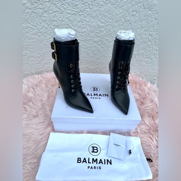 BALMAIN URIA LEATHER ANKLE BOOTS - Picture 4 of 13